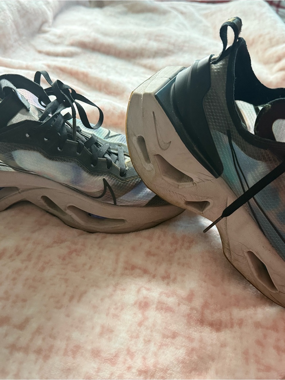 Nike Women's Iridescent Silver and Black Sneakers